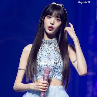 아이돌 블루 큐빅 방송 댄스복 무대 커버 슬리브리스 무대 댄스 장원영 의상