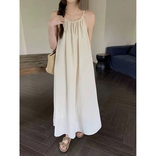 梨卡 女裝 洋裝 連身裙 無袖a字中長裙 寬鬆掛脖度假洋裝 GA464【現貨24H】, 如圖-現貨馬上出貨