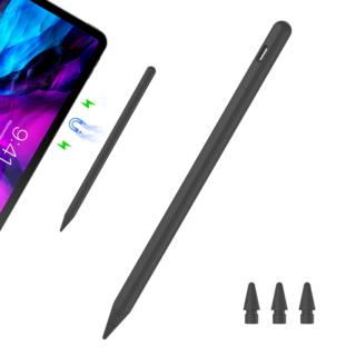 JAMJAKE 아이패드 호환 스타일러스 펜슬 스마트 터치펜 초미세 펜촉 2가지 충전 방식 자석 충전 + USB-C 충전 P10, 1개, 블랙