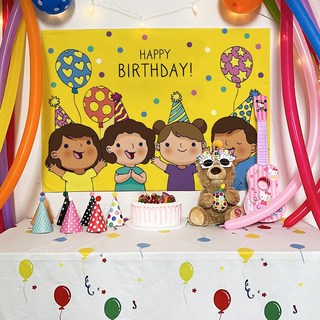 兒童生日快樂派對佈置套裝 網紅ins風寶寶周歲慶生道具 生日拉旗掛布氣球週歲佈置, 小孩聚會