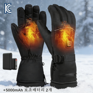 KC인증 [배터리포한] 오토바이 열선장갑 방수 발열장갑 온열 방한장갑 캠핑 낚시 장갑 기모 아웃도어 장갑 물세탁가능, 배터리 포함, 블랙