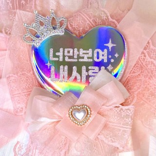 나봄드로잉 LED응원봉 핑크 머리끈 큐빅티아라