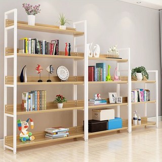 철제 다용도 수납선반 세로형 선반 책장 디스플레이 진열장 파티션 책장 거실 사무실, 4단, 원목색