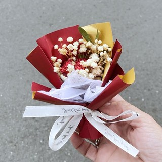 【森林海】迷你永生花束附提袋：教師節/畢業/情人節禮物首選，拍照道具, A1, 1個