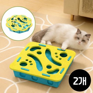 모두리 고양이 공놀이 장난감, 원형,사각형 1+1, 1세트