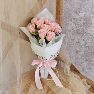 玫瑰香皂花束 - 粉愛你現貨供應，浪漫香氛，居家裝飾送禮首選, 1個, 無須加購