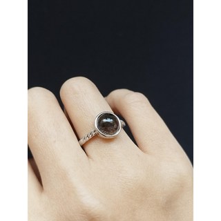 黑銅髮共生礦 925純銀活圍戒指