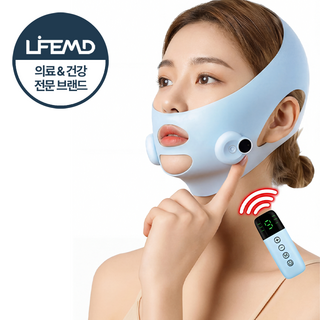 라이프엠디 ems 저주파 리프팅 마사지기 얼굴 턱선 피부 탄력 케어 마사지 밴드 사각턱 이중턱 처짐 방지 미용 기계 360도 페이스 v라인 관리기, 스카이블루, LMD168L