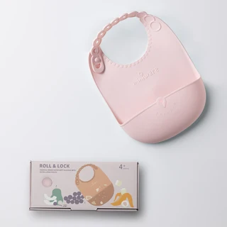 miniware ROLL & LOCK 寶寶矽膠圍兜，柔軟舒適，可調節，易清洗, 棉花糖, 1個