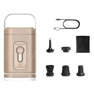 CHILLAX CAMP無線充氣機，輕巧便攜，多種氣嘴，快速充氣，內建照明，戶外室內兩用, 基本款卡其金，1200mAh, 1個