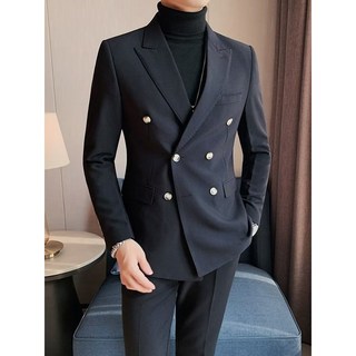 雙排扣 休閒 西裝 外套 男春秋 商務 修身 單西 潮流 男士西服