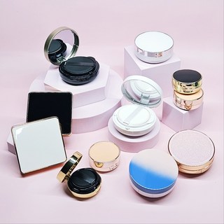 DIY 미니 쿠션 공병 케이스 선크림 파운데이션 비비 팩트 리필 케이스, 1개, 골드블랙