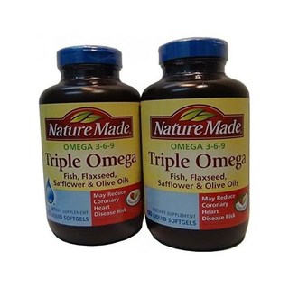 알티지 불포화지방산 임산부 네이처 메이드 트리플 오메가 3 6 9 생선 아마씨 홍화 올리브 오일 각각 2병 180개 소프트젤, 2개