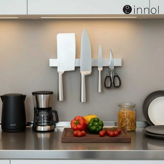 이놀 풀 스테인레스 자석 칼걸이 무타공 거치대 조리도구 걸이, 1개, 실버
