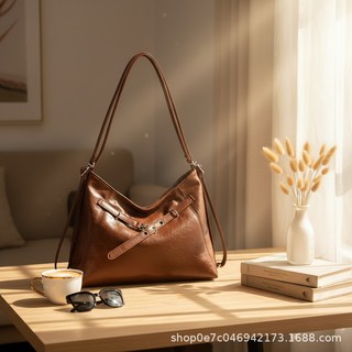 歐美復古油臘皮革大容量時尚休閒單肩斜挎包雙肩包包女供亞馬, 1個, 如圖