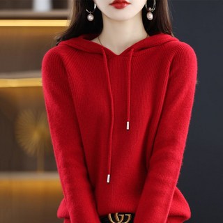 중년 데일리 후드티 따뜻한 아우터 캐주얼 외출복 고급 핏 방한 여성 캐시미어 후드