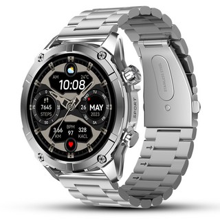 WAPIK 와피크 아웃도어 스마트워치 블루투스 통화가능 운동시계 Y7, 실버, 3.9cm, GPS + 블루투스