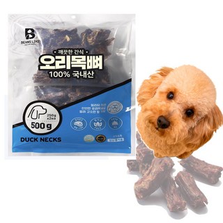 빈즈라이크 강아지 육포간식, 오리목뼈, 500g, 1개