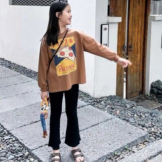 Olli kids 女童長褲 夏季薄款彈力喇叭褲 兒童休閒黑色喇叭褲