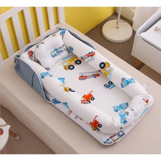 專利箱包式床中床 嬰兒便攜床 可背可收納 全棉隔離防護 可拆洗定型枕, 工程車(送精美提袋)