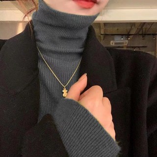 大尺碼堆堆高領毛衣 女士冬款套頭顯瘦針織打底衫