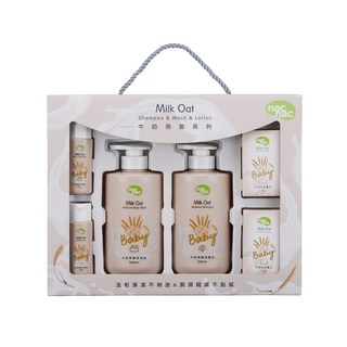 nac nac 牛奶燕麥沐浴乳 500ml, 1個, 新款 牛奶燕麥護膚禮盒(6件組)