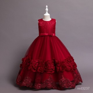 台灣熱賣中大童公主裙禮服長款女童網紗蓬蓬裙 女孩表演鋼琴禮服 多色可選 蓬蓬裙設計 優雅氣質