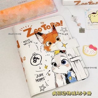 瘋狂動物城A5卡冊 茱蒂 尼克 可愛卡通主題辦公收納用品, 1個, 動物方程式pu皮質卡冊a5+40張內頁（可裝320張卡片）