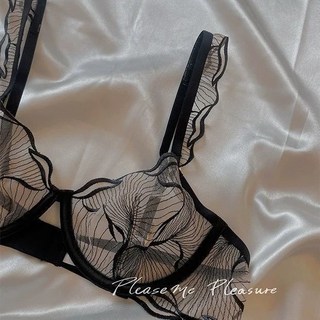 法式波紋網紗超薄內衣套裝