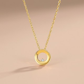 쉬동무역 14K/18K 골드 여자 목걸이 심플 라운드 링 무빙 다이아몬드 펜던트 생일 기념일 발렌타인데이 주년 기념 선물
