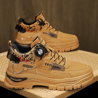 2025年旋轉式連結戶外男士工裝靴 百搭英倫風 厚底板鞋 馬丁靴 男款