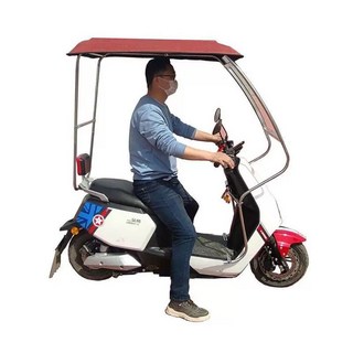 전기 스쿠터 캐노피 올블랙 햇빛 지붕 삼발이 비가림막, 강화유리 전면 유리+레드 지붕 우산 B, 기본 모델명/품번
