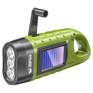 微笑鯊YJD295多功能應急燈 強光手電筒 太陽能應急燈 手搖發電 LED超亮工作燈 露營燈, 1個, 【綠色】微笑鯊 YJ-D295
