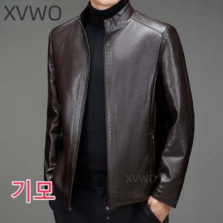 XVWO 입깃 중년남성 가죽자켓 PU 가죽 재킷 겨울 방한 바람막이 아우터 [40-70대]