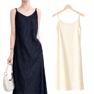 1+1 여성 롱 원피스 플리츠 끈나시