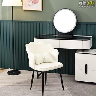 實木梳妝台 現代簡約臥室化妝櫃 輕奢收納櫃 小戶型玻璃化妝桌椅凳, BL80白茶+白金柜 無鏡無凳,組裝
