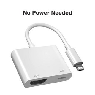 번개 8Pin 포트-HDMI 어댑터 1080P 화면 변환기 호환 iPhone-iPhone iPod 모델 용 HDMI 어댑터 TV 프로젝터, No Power Needed, 1개, No Power Needed