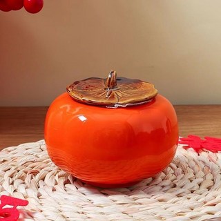 喬遷之喜用品柿子禮盒 柿柿如意陶瓷擺件 暖房新家布置新房茶幾擺件訂婚搬家禮物喬遷新居, 單個陶瓷柿子