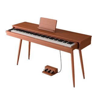 標準琴鍵數位鋼琴 現代風格設計 多種音色選擇 附耳機插孔, K58819-木纹力度橙+三踏, 1套, K58819電鋼琴