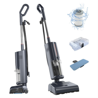 [국내발송] RichMagic 2in1 다기능 스팀 청소기 16000Pa 건습 겸용 진공 청소기 스팀 모포, 회색