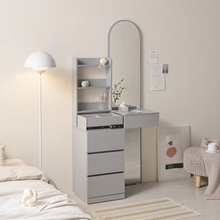 원마인드 히트 800 수납 그레이 전신거울 화장대, 히트전신거울화장대-그레이