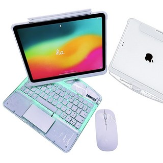 아이패드 호환 360 회전 매직키보드 에어4/5 10.9/ 에어6/7 프로 1/2/3/4세대 11인치, 투명 화이트, 마우스 포함, 1개