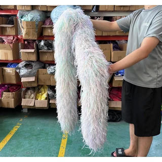 35ply 두꺼운 샴페인 타조 깃털 보아 웨딩 파티 드레스 목도리 장식 용품에 대한 진짜 부드러운 스카프 2, 05 10 ply, 13 Macaroon