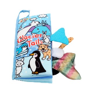 JoyBaby 寶寶布書 學前認知動物尾巴布書 啟蒙響紙標籤 觸覺學習書, 冰川尾巴-F, 1個