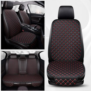 정싱 차량용 사계절용 가죽통풍 방석 방석 커버 자동차 시트커버 세트 다이아몬드 퀼팅 방석 시트커버, 1세트, 레드 앞 풀세트+뒤 풀세트