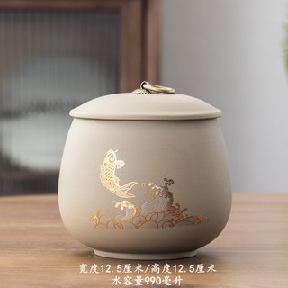 寵物骨灰罐 貓咪狗狗骨灰盒 火化家葬大中小號陶瓷密, 富貴罐魚戲中號 體重26斤以下適, 1個