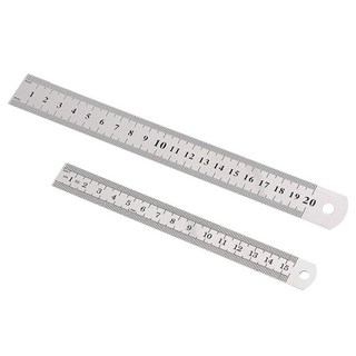 不鏽鋼直尺 15/20/30公分 雙面印刷鋼尺 白鐵尺 木工尺 文具 學生 尺, 1個, 不鏽鋼直尺-15CM