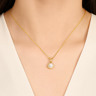 COCOYOU 여성 14K 도금 고급 큐빅 진주 펜던트 목걸이 RLA-37