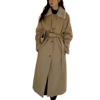 SHEGNHAN 기모 롱 코트 슬림핏 여성 패딩 트렌치코트 바람막이 자켓+2024*2*2