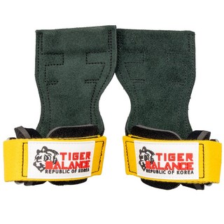 타이거밸런스 다한증 소가죽 헬스 스트랩, 소가죽 스트랩 다크그린+옐로우+화이트, 1세트